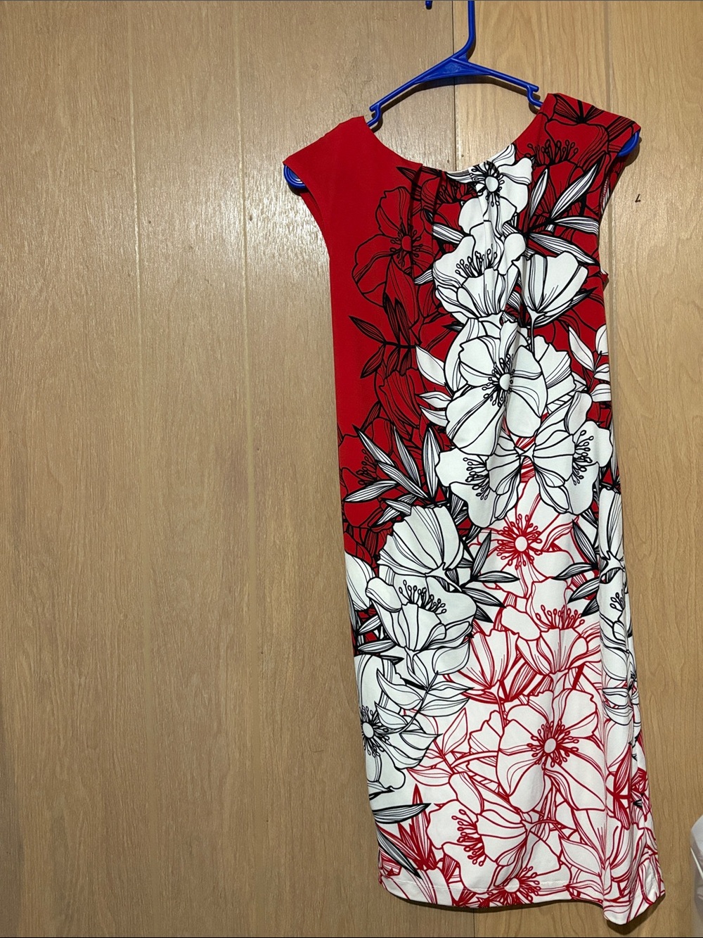 Cato Red and White Floral Shift Dress